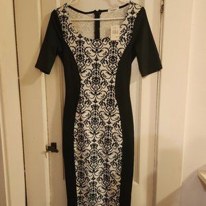 Black lace print dress